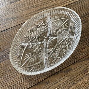 Vintage Server Glass Oval Libbey Clarion Divided 11” x 7” Party Holiday Classic